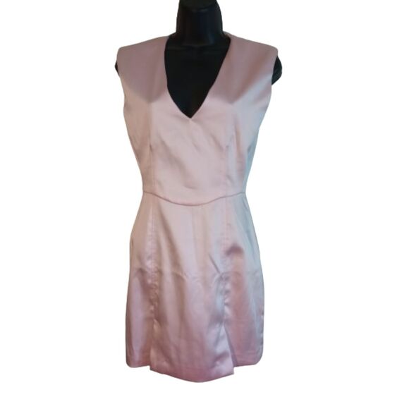 Zara NWOT Women's Size XS Pink Satin Fitted Mini Dress - Picture 1 of 7